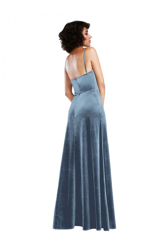 Outlet Sleek Cowl Neck Velvet Maxi Bridesmaid Dress / Prom Dress with Pockets UK