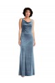 Outlet Floor Length Cowl Neck Long Stretch Velvet Maxi Bridesmaid Dress / Prom Dress UK