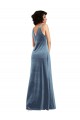 Outlet Floor Length Cowl Neck Long Stretch Velvet Maxi Bridesmaid Dress / Prom Dress UK