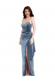 Outlet Spaghetti Strap Formal Velvet Maxi Bridesmaid Dress / Prom Dress with Draped Skirt UK