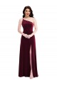 Outlet One Shoulder Spaghetti Strap Velvet Maxi Bridesmaid Dress / Prom Dress with Pockets UK