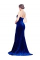 Outlet Strapless Ruched Formal Velvet Bridesmaid Dress / Prom Dress with Sweep Train and Front Slit UK
