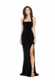 Outlet Halter Neck Wide Straps Long Velvet Bridesmaid Dress / Prom Dress with Side Split UK